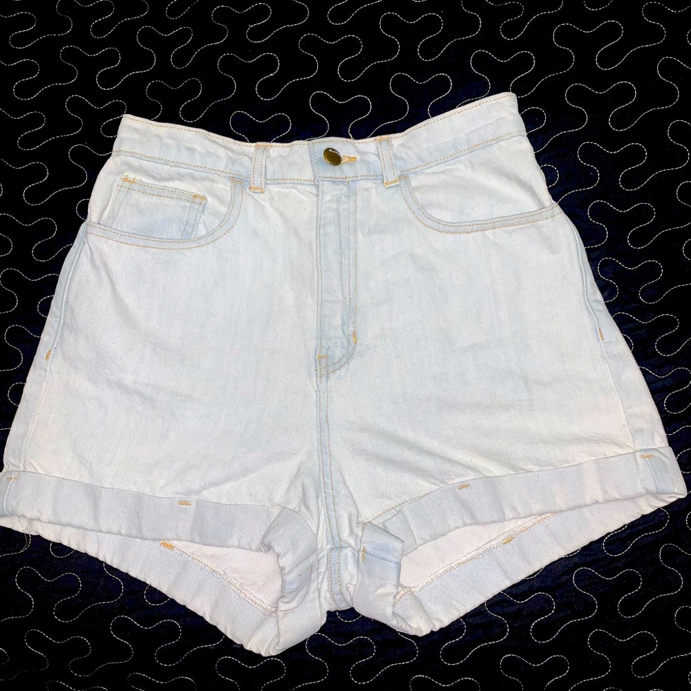 High wasted light blue shorts